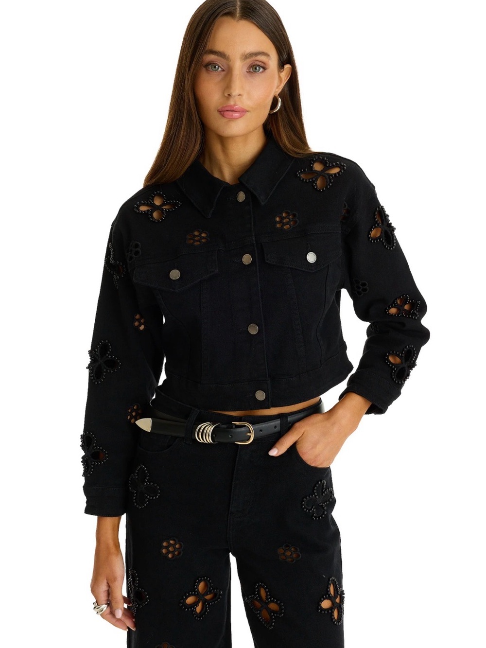 The Noli Shop Kaia Pearl Jacket and Matching Jeans - sold as a set